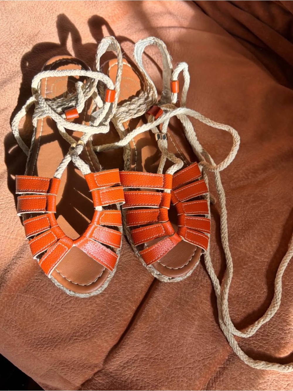 Women’s Orange Espadrille Lace-Up Sandals